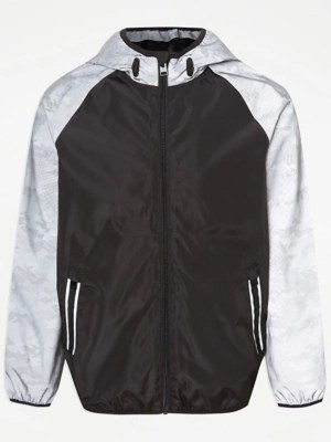 Grey Camouflage Shower Resistant Jacket Kids at ASDA