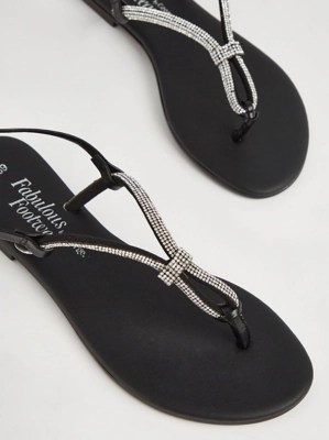 Silver Embellished Flip Flops Women at ASDA