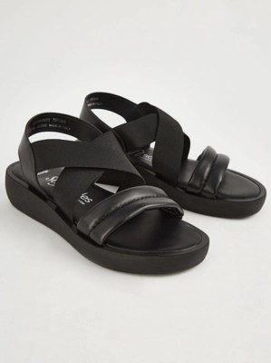 Black Elasticated Flatform Sandals Women at ASDA