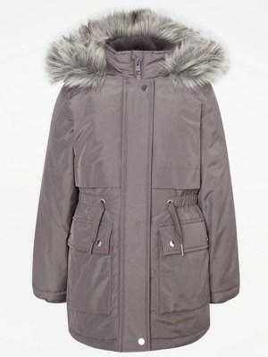 Charcoal Hooded Parka Kids at ASDA