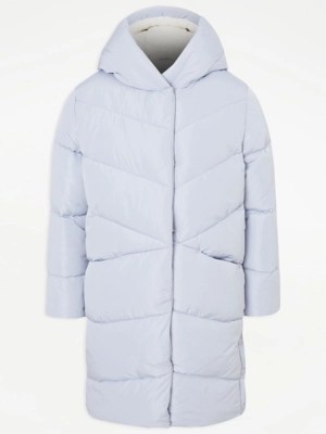 Light Blue Padded Longline Coat Kids at ASDA