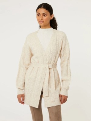 Cable Knit Belted Cardigan Women at ASDA