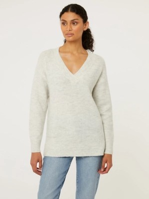 Light Grey Vneck Jumper Women at ASDA
