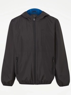 Black Hooded Zip Up Lightweight Jacket Kids at ASDA