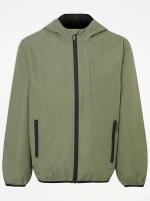 Khaki Hooded Zip Up Lightweight Jacket Kids at ASDA