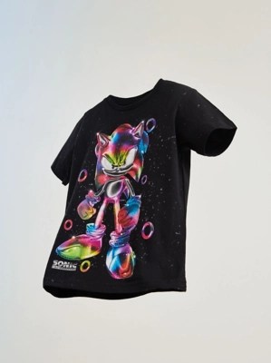 Sonic the Hedgehog Rainbow Black Jersey TShirt Kids at ASDA