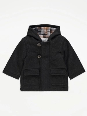 Grey Zip Up Duffle Coat Baby at ASDA