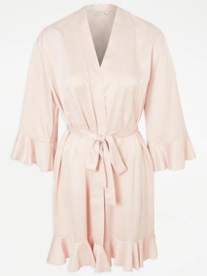 Team Bride Pink Satin Frilled Robe Women at ASDA