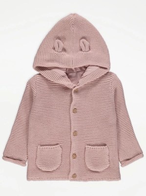 Pink Chunky Knit Cardigan Baby at ASDA