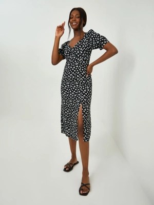 Black Daisy Print Midi Dress Women at ASDA