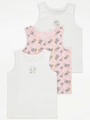 Disney Minnie Mouse White Vests 3 Pack Kids at ASDA