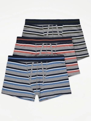Assorted Grey Striped AFront Boxers 3 Pack Men at ASDA