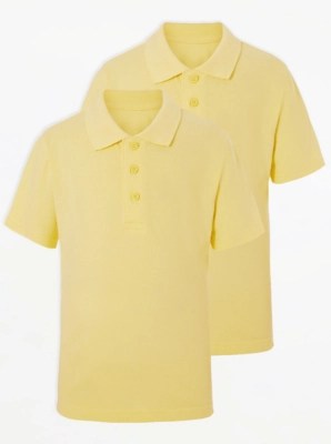 Yellow School Polo Shirt 2 Pack School at ASDA