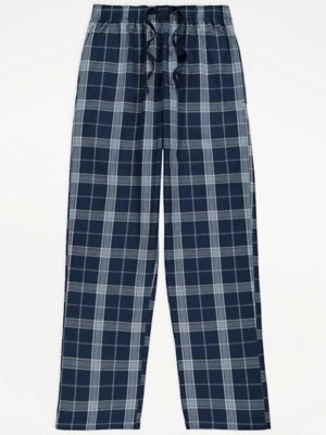 Navy Checked Pyjama Bottoms Men at ASDA
