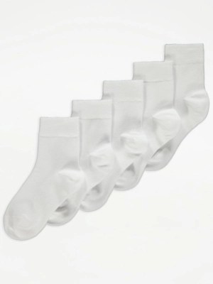 Easy On White Seamless Toe Cotton Rich Ankle Socks 5 Pack Kids