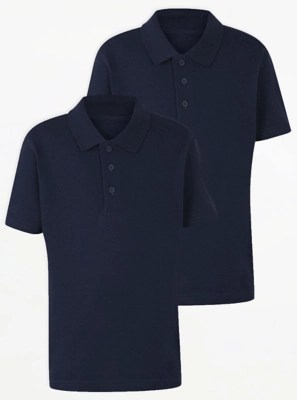 Navy School Polo Shirt 2 Pack School at ASDA