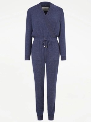 Navy Knitted Loungewear Jumpsuit Women at ASDA