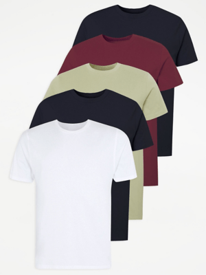 Slim Fit TShirts 5 Pack Men at ASDA