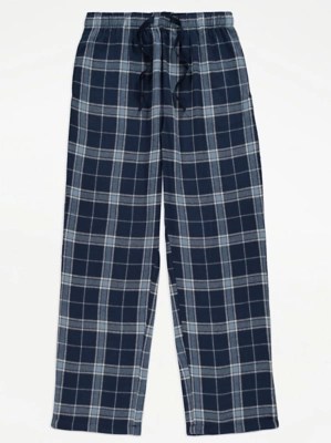 Blue Checked Woven Loungewear Pants Men at ASDA