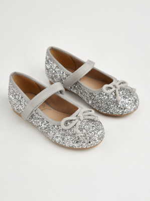 Silver Glitter Ballet Shoes Kids at ASDA