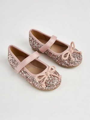 Pink Glitter Ballet Shoes Kids at ASDA
