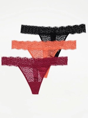 Animal Print Tanga Knickers 3 Pack Lingerie at ASDA