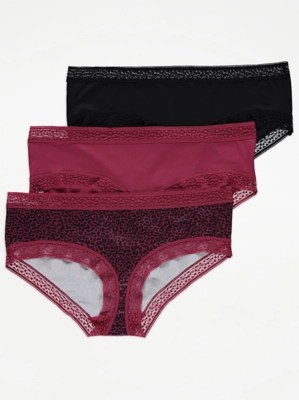 Lace Trim Short Knickers 3 Pack Women at ASDA