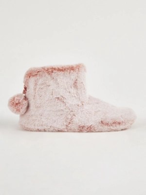 Pink Faux Fur Slipper Boot Women at ASDA