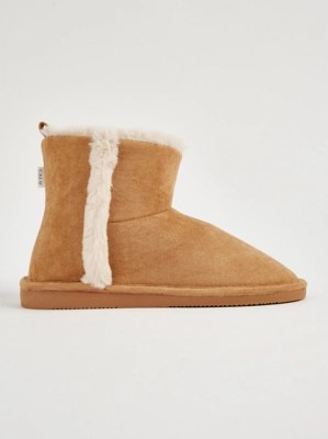 Tan Faux Fur Lined Slipper Boots Women at ASDA