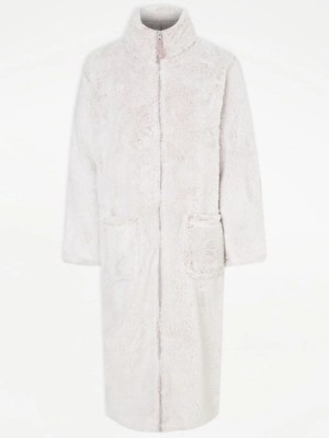 Mauve Faux Fur Zip Through Dressing Gown Sale & Offers at ASDA