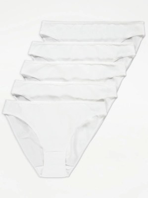 White Basic High Leg Knickers 5 Pack Lingerie at ASDA