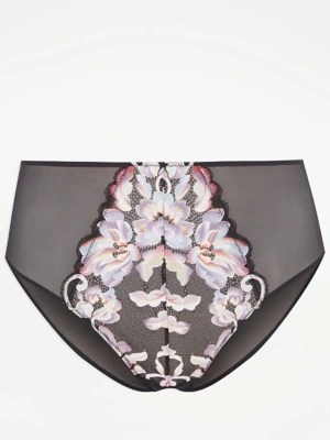 Entice Floral Printed Lace High Waisted Knickers Women at ASDA