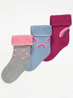Rainbow Towel Socks 3 Pack Baby at ASDA
