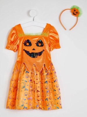 Halloween Pumpkin Print Fancy Dress Costume Kids at ASDA