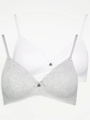 Cotton Padded NonWired First Bras 2 Pack Women at ASDA