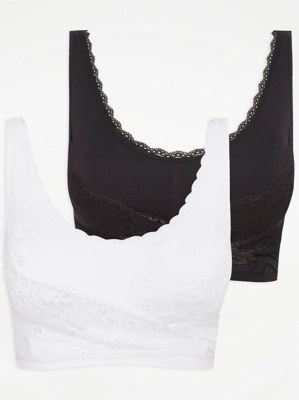 Wraparound Lace Comfort Bras 2 Pack Lingerie at ASDA