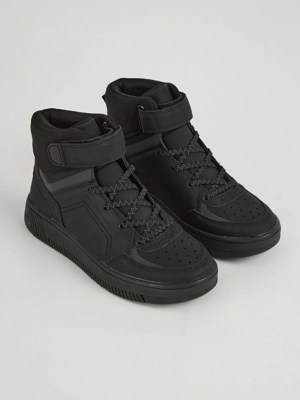 Black Double Fasten High Top Trainers Kids at ASDA