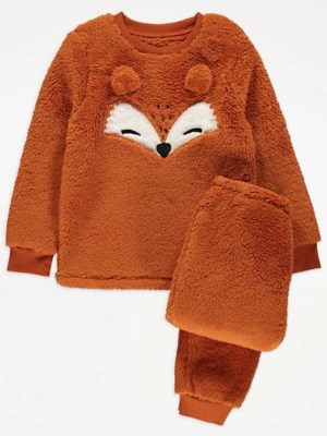 Fox Face Fleece Pyjamas Kids at ASDA