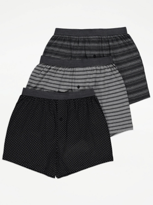 Assorted Striped Loose Fit Boxers 3 Pack Men at ASDA