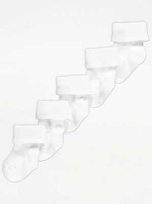 White Socks 5 Pack Baby at ASDA