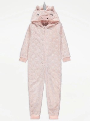 Pink Unicorn Fleece Onesie Kids at ASDA