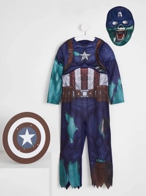 Marvel Zombie Captain America Halloween Costume Kids at ASDA
