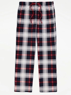 Red Checked Fleece Pyjama Bottoms Men at ASDA