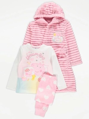 Peppa Pig Character Print Dressing Gown and Pyjamas Kids at ASDA