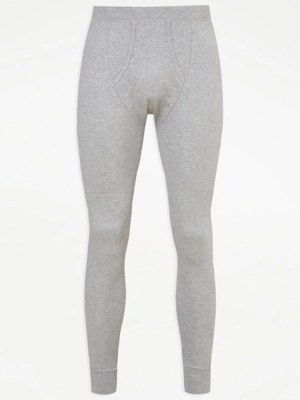 Light Grey Ribbed Thermal Long Johns Men at ASDA