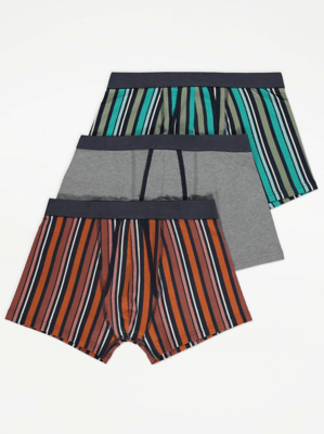 Bright Striped AFront Boxers 3 Pack Men at ASDA