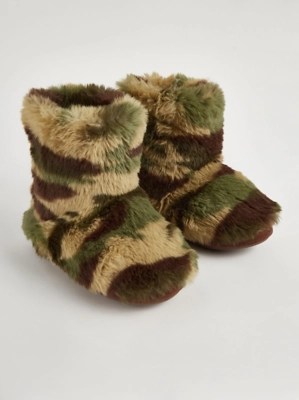Camouflage Dinosaur Slipper Boots Kids at ASDA