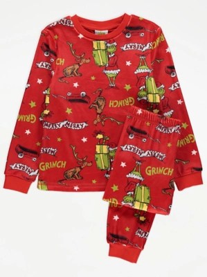 The Grinch Red Christmas Pyjamas Kids at ASDA