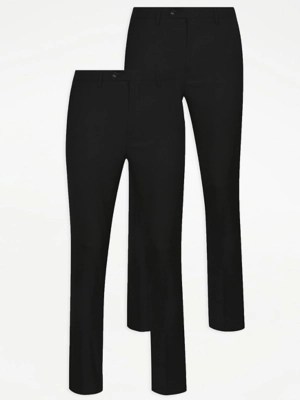 Black Formal Suit Trousers 2 Pack Men at ASDA