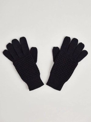 Navy Chunky Knit Gloves Men at ASDA